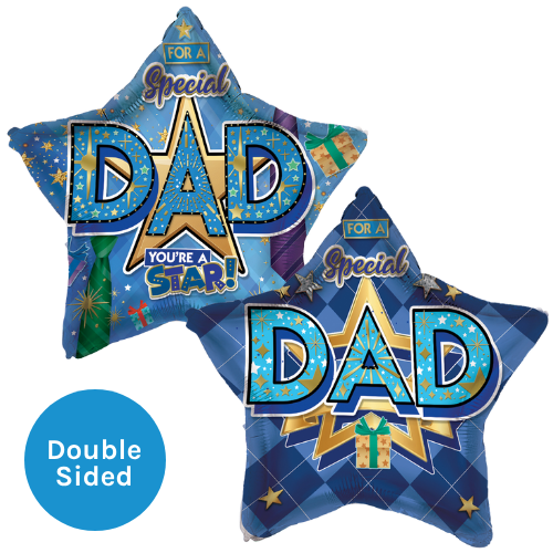 A 19 inch For A Special Dad Star Foil Balloon, manufactured by Sensations.