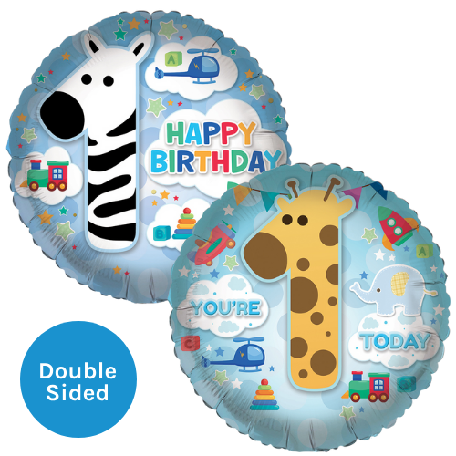 An 18 inch Toybox Age 1 Foil Balloon, manufactured by Sensations. An 18 inch Toybox Age 1 Foil Balloon, manufactured by Sensations.