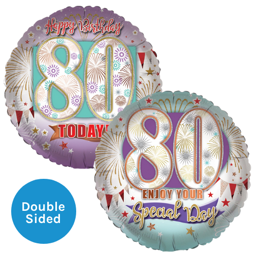 An 18 inch Special Celebration Age 80 Birthday Foil Balloon, manufactured by Sensations. An 18 inch Special Celebration Age 80 Birthday Foil Balloon, manufactured by Sensations.