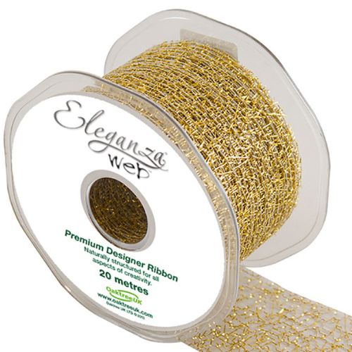 Metallic Gold Web Ribbon - 50mm x 20m (1) Metallic Gold Web Ribbon - 50mm x 20m (1)