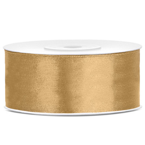 Light Gold Satin Ribbon - 25mm x 25m (1) Light Gold Satin Ribbon - 25mm x 25m (1)
