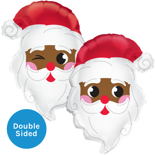 A 22 inch Santa Head Dark Skin Foil Balloon, manufactured by Prima. A 22 inch Santa Head Dark Skin Foil Balloon, manufactured by Prima.