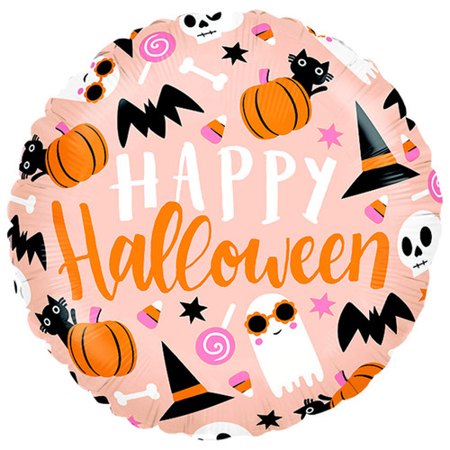A 18 inch Happy Halloween Cute Icons Foil Balloon, manufactured by Prima! A 18 inch Happy Halloween Cute Icons Foil Balloon, manufactured by Prima!