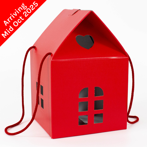 A red linen house shaped box with handles - arriving mid October 2025! A red linen house shaped box with handles - arriving mid October 2025!