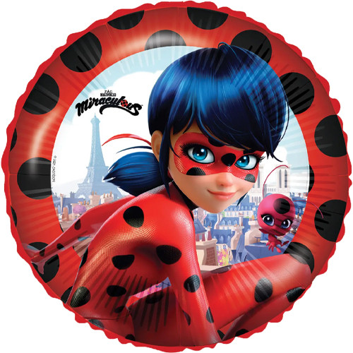 A Miraculous Ladybug round character foil balloon, manufactured by Procos.