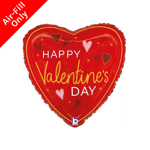 A 9 inch Valentine's Elegant Glittergraphic Heart Foil Balloon, manufactured by Betallic!