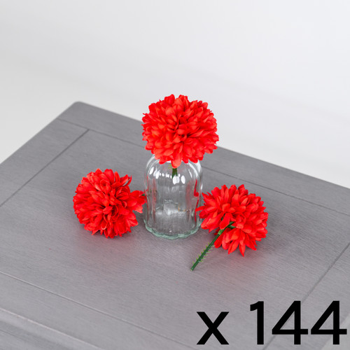 A 7cm red chrysanthemum pick, supplied in a bag of 144.