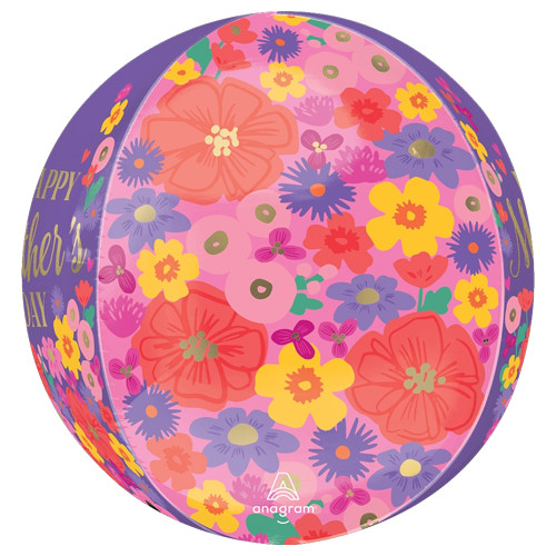 A 16 inch Mother's Day Sweet Florals Orbz Foil Balloon.