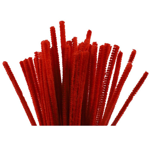 A pack of 50 30cm red pipe cleaners.