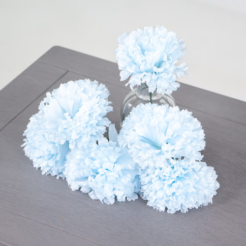 A light blue coloured carnation head A light blue coloured carnation head