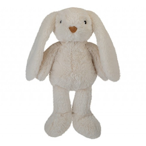 A cream, long-eared bunny plushie.