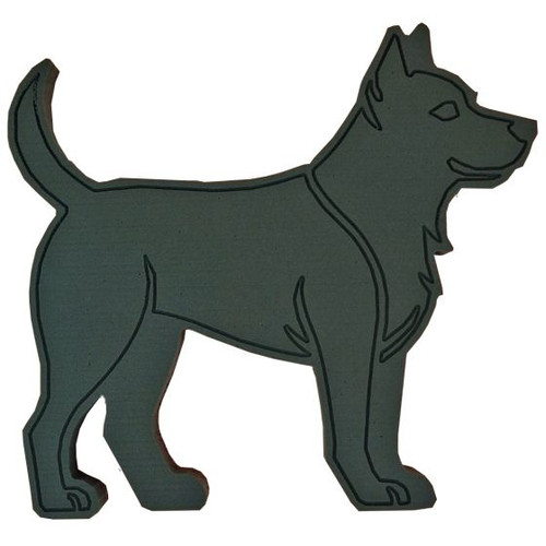 A 2D standing dog floral foam shape, manufactured by Oasis.