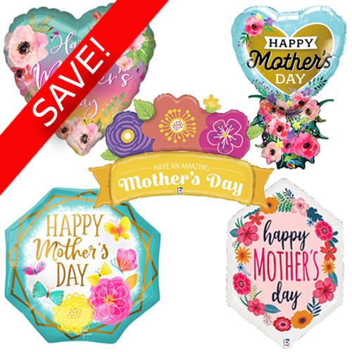 A pack of 25 Mother's Day Supershape Foil balloons.