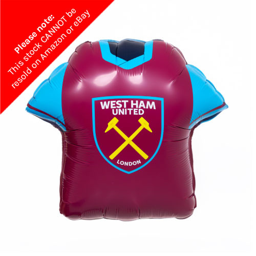 A 20 inch West Ham United FC Football Shirt Foil Balloon, featuring the iconic team logo! A 20 inch West Ham United FC Football Shirt Foil Balloon, featuring the iconic team logo!