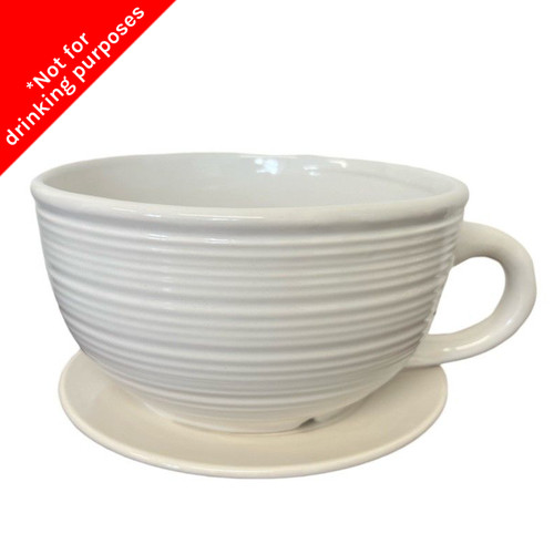 White Ceramic Teacup and Saucer