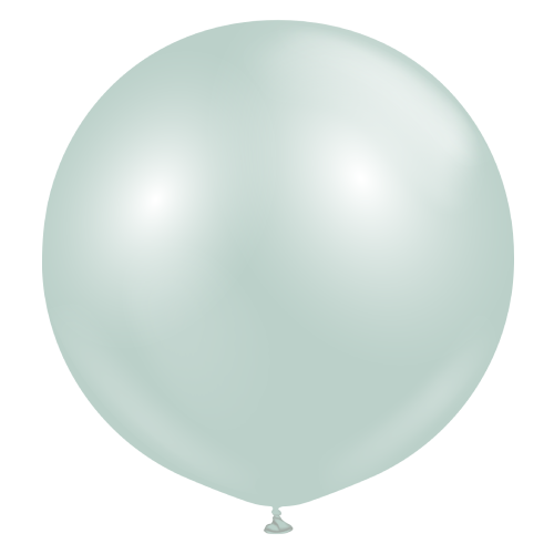A pack of 2 24" Aura Ice Mint Latex Balloons, manufactured by Kalisan!