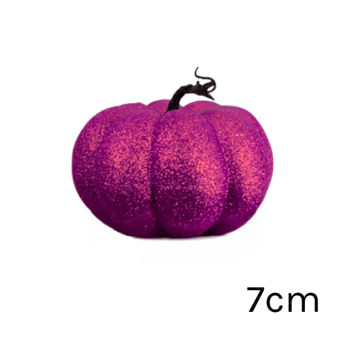 A 7cm fuchsia glittered pumpkin A 7cm fuchsia glittered pumpkin