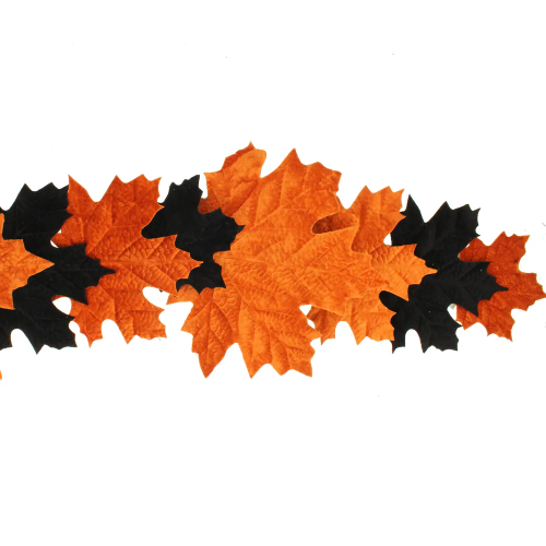 An Orange & Black Velvet Maple Leaf Garland, measuring approx. 1.5m!