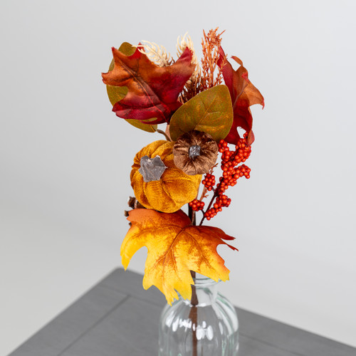 46cm Orange Velvet Pumpkin Spray