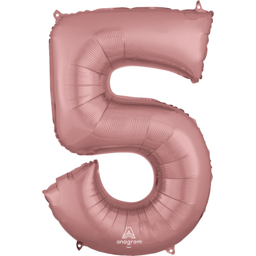 34 inch Anagram Rose Gold Number 5 Foil Balloon (1) 34 inch Anagram Rose Gold Number 5 Foil Balloon (1)