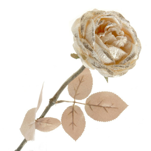 A 55cm cream glittered rose stem