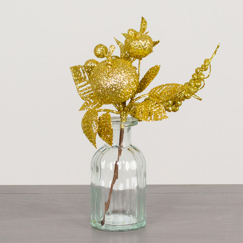 21cm Gold Glittered Apple Pick (1)