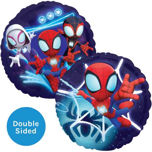 An 18 inch Spidey & His Amazing Friends Round Foil Balloon, manufactured by Anagram.