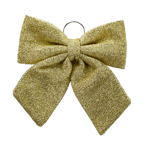 A 34cm Gold Metallic Bow. A 34cm Gold Metallic Bow.