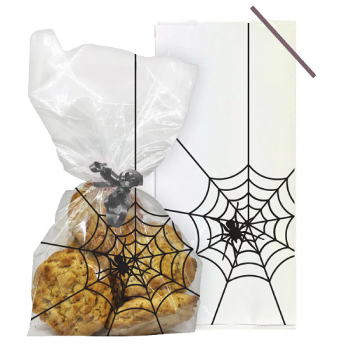 A Pack of 20 Halloween Spider Cello Treat Bags, Manufactured by Anniversary House
