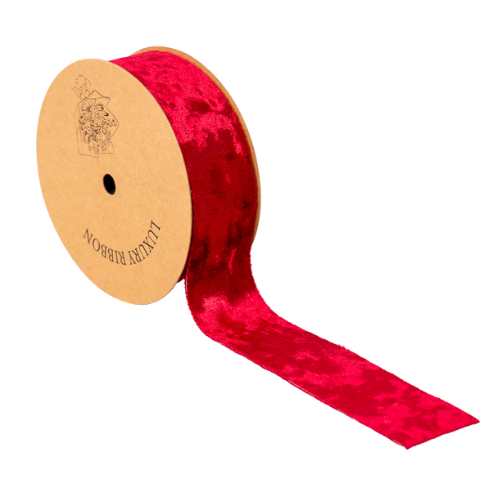 A spool of Red Crushed Velvet Ribbon, measuring approx. 9m.