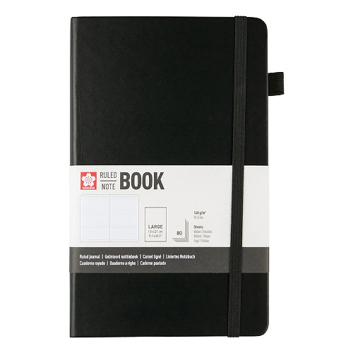 A Sakura Black Ruled Notebook, measuring approx. 13cm x 21cm. A Sakura Black Ruled Notebook, measuring approx. 13cm x 21cm.