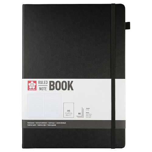 An A4 Sakura Black Ruled Notebook, measuring approx. 29.7cm x 21cm. An A4 Sakura Black Ruled Notebook, measuring approx. 29.7cm x 21cm.
