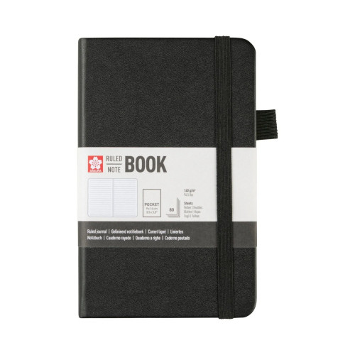 A Black Ruled Notebook, measuring 9cm x 14cm and manufactured by Sakura. A Black Ruled Notebook, measuring 9cm x 14cm and manufactured by Sakura.
