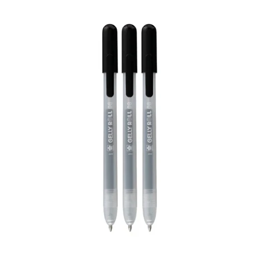 Black Retractable Gelly Roll Pens - 0.4mm (3pcs)