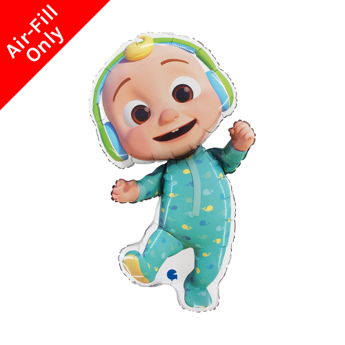 A 14 inch Cocomelon Baby Foil Balloon, manufactured by Grabo.