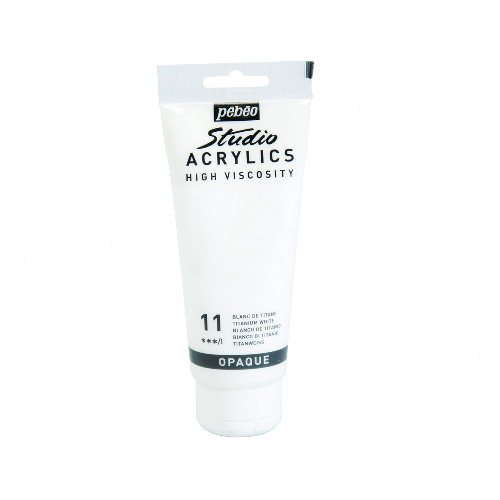 A 100ml Tube of Titanium White Studio Acrylic Paint, manufactured by Pebeo.