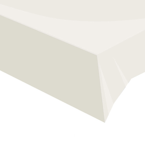 A White Plastic Tablecover, manufactured by Oaktree.