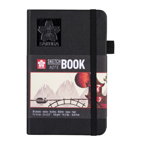 A Black Hardback 9cm x 14cm Sakura Sketchbook.