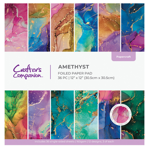 A 12" x 12" Amethyst Paper Pad, manufactured by Crafter's Companion. A 12" x 12" Amethyst Paper Pad, manufactured by Crafter's Companion.