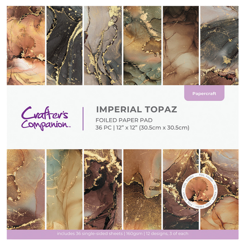 A 12" x 12" Imperial Topaz Paper Pad, manufactured by Crafter's Companion. A 12" x 12" Imperial Topaz Paper Pad, manufactured by Crafter's Companion.