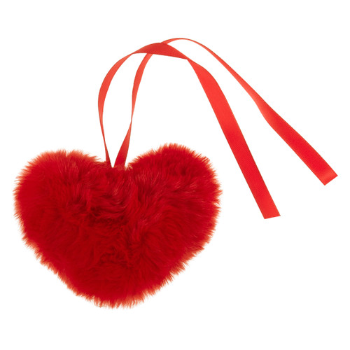 A 9cm Red Faux Fur Heart-Shaped Pom Pom, manufactured by Trimits. A 9cm Red Faux Fur Heart-Shaped Pom Pom, manufactured by Trimits.