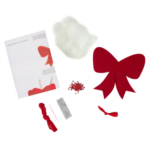 A Red Christmas Sequin Bow Felt Decoration Kit, manufactured by Trimits.