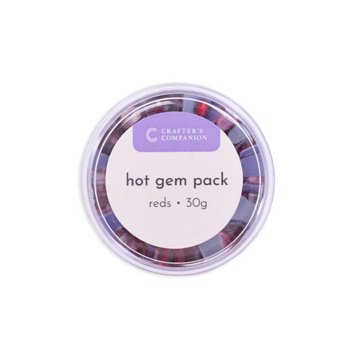 A 30g pot of Red Hot Gems, manufactured by Crafter's Companion.
