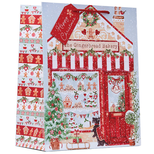 A Gingerbread Bakery Large Gift Bag. A Gingerbread Bakery Large Gift Bag.