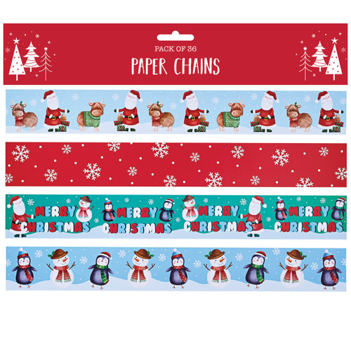 A Pack of Christmas Santa Snow Assorted Paper Chains.