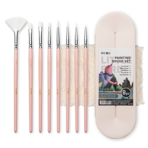 An 8 Piece Himi Brush Set in a Pink Case. An 8 Piece Himi Brush Set in a Pink Case.