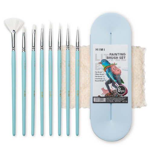 An 8 Piece Himi Brush Set in a Blue Case. An 8 Piece Himi Brush Set in a Blue Case.