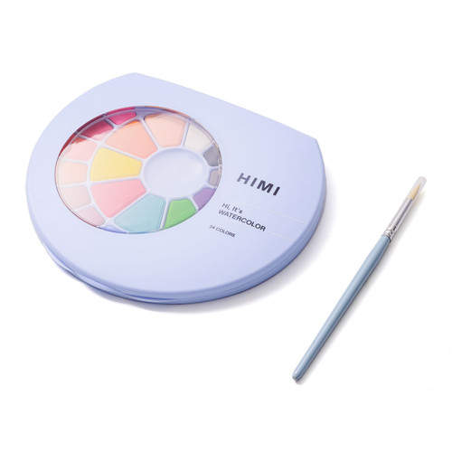 A 25 Piece Himi Solid Watercolour Set in a Blue Case. A 25 Piece Himi Solid Watercolour Set in a Blue Case.