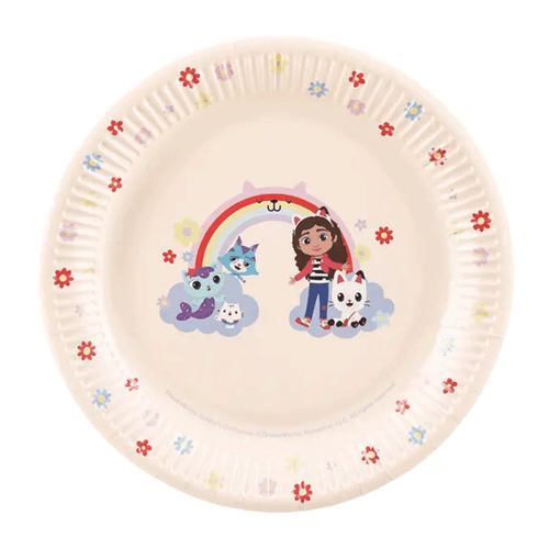 A Pack of 6 Gabby's Dollhouse Paper Plates, manufactured by PartyDeco. A Pack of 6 Gabby's Dollhouse Paper Plates, manufactured by PartyDeco.