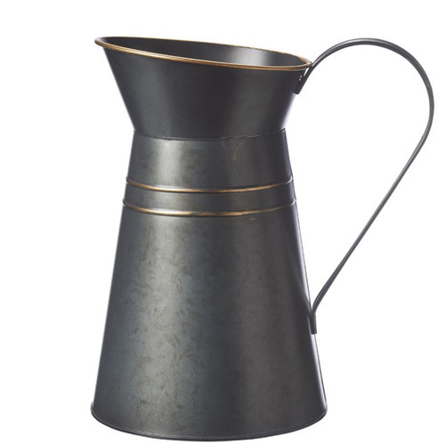 A 25cm Noble Tinware Black & Gold Jug, manufactured by Oasis Floral. A 25cm Noble Tinware Black & Gold Jug, manufactured by Oasis Floral.